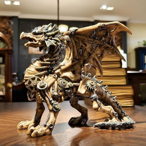 Estatua de Dragón Mecánico Vintage Steampunk miniatura 3