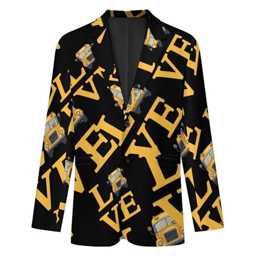 Love School Bus Men's Suits Dress Business Formal Suit Print Jackets Coat for Wedding Party4