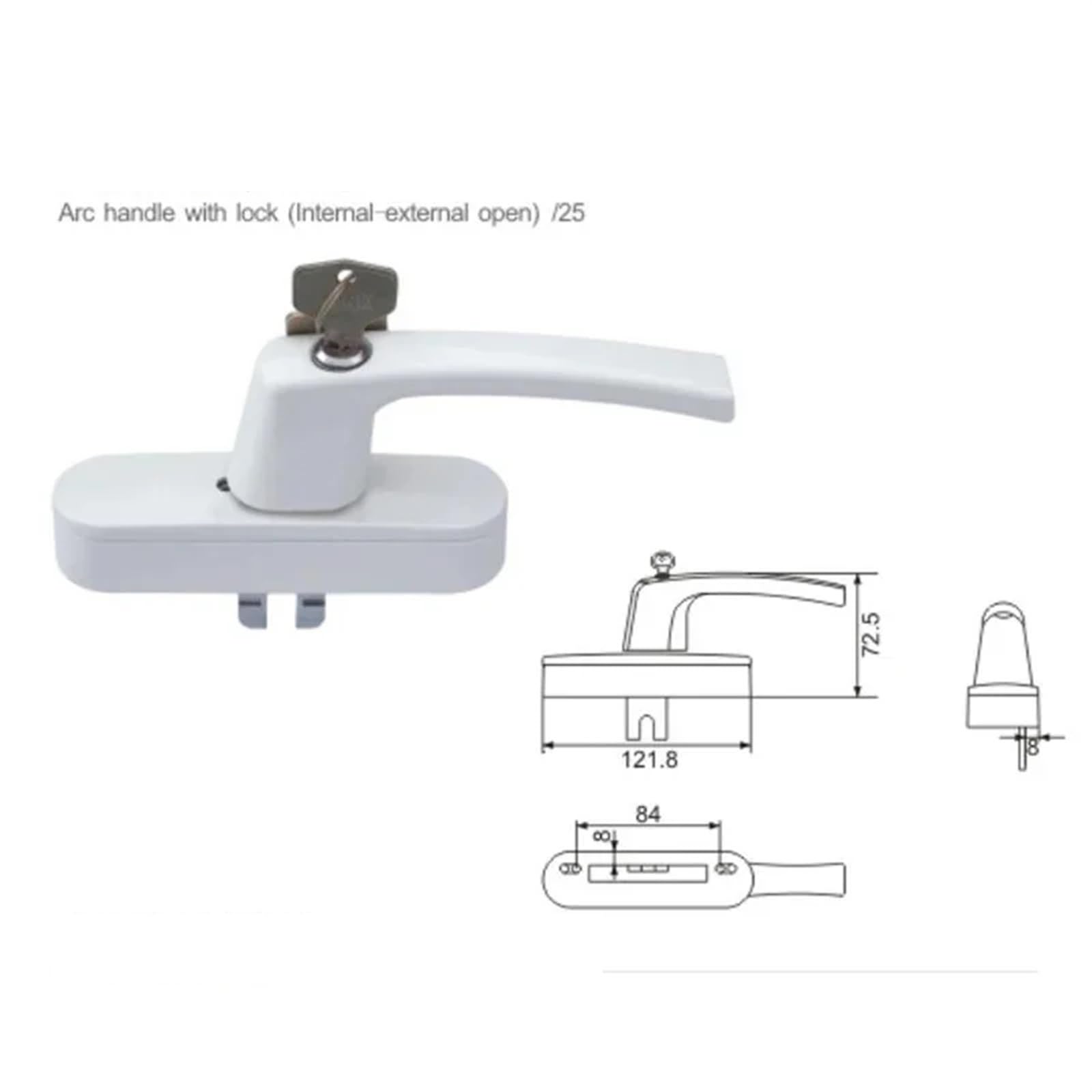 MRKU Maniglie per finestre Espag Locks UPVC con Chiusura in Linea, Arco Universale con Serratura per finestre Interne ed Esterne a Battente in Alluminio Multicolore