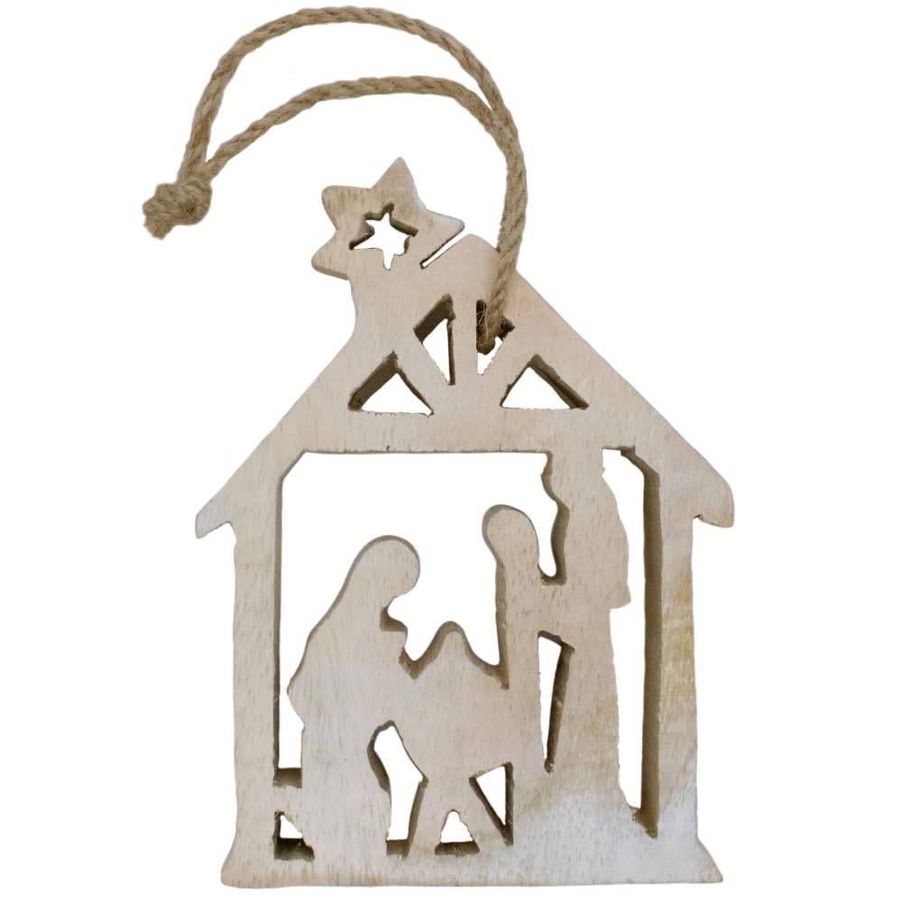 Amazon.co.jp: 木製クリスマスキリスト降誕オーナメント | 馬小屋の