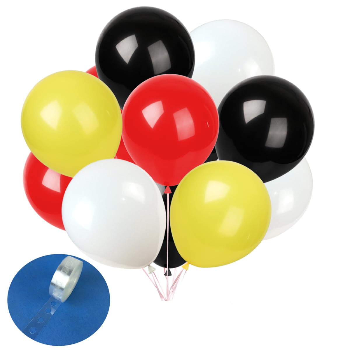 TNWBA White Red Black Yellow Balloons,100 Pack 10 inch Latex Balloons,Birthday Wedding Baby Shower Party Decoration