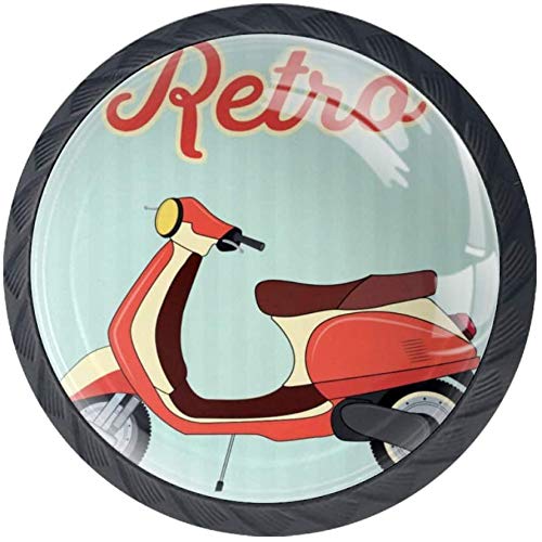 Vintage Scooter Schrank Knöpfe - 4 Stück Schrankknöpfe Schubladenknöpfe Möbelknöpfe Möbelgriffe Möbelknauf Schrankgriffe für Küche Büro