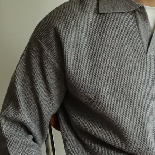Men's Cable Textured Pullover Sweaters Cable Knit V Neck Sweater for Men Male Long Sleeve Pullover Sweater3