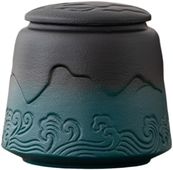 SONGCHAO Sugar Jar Ceramic Loose Tea Storage Jar Handmade Small Sealed Jar Chinese Tea Set Container Home Kitchen Food Storage Jar Tea Canister (Color : B)