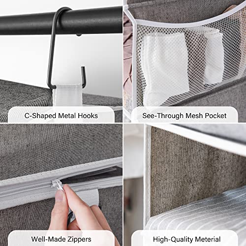 Storageworks 6-Shelf Hanging Closet Organizers, Two 3-Shelf Separable Closet Hanging Shelves, Canvas, Gray, 12" D X 12" W X 48 ¼"H #TOP4