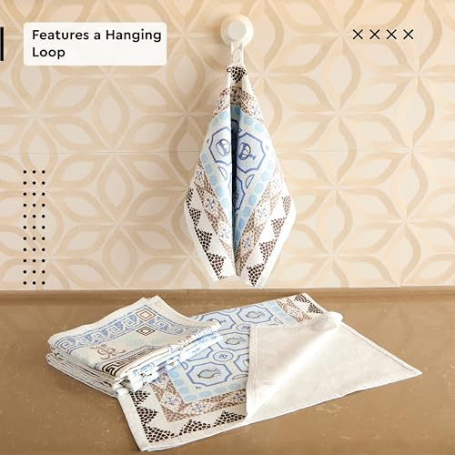 Image of Encasa XO Cotton Kitchen Towel Set - Super Absorbent 70x45 cm Tea Towels & Dish Cloths for Washing Up, Drying Dishes, and Cleaning - Ultra Soft and Durable - Pack of 6 - Mosaic Combo