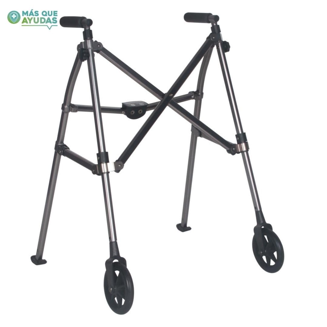 Andador Plegable para Ancianos, COMPACT, 2 Ruedas Delanteras, Regulable en Altura 82-99 cm, Estructura de Aluminio, Puños Anatómicos, Uso Doméstico o Paseos Cortos