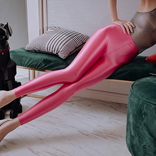 Image of LEOHEX Satin Glossy Opaque Pantyhose Sexy Stockings Shiny Yoga Leggings Sport Women Fitness Japanese High Waist Tights