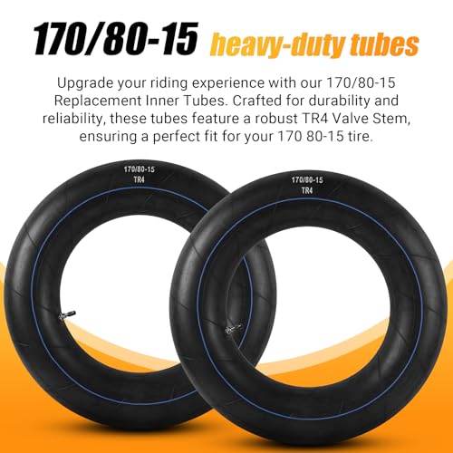 Image of AR-PRO (2-Pack) 170 /80-15 Replacement Inner Tubes Heavy Duty with TR4 Valve Stem - Premium Butyl Rubber Power Sports Inner Tube Perfect for 170 80-15 Tire