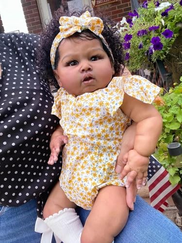Muñeca Reborn Negra Realista 24 pulgadas miniatura 2
