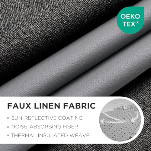 Image of Joydeco Blackout Curtains 108 Inches Long 2 Panels Burg, Room Darkening Curtains for Bedroom, 100% Black Out Textured Thermal Drapes Privacy Protection 2 Panels Set(W52 x L108 Inch, Charcoal Grey)