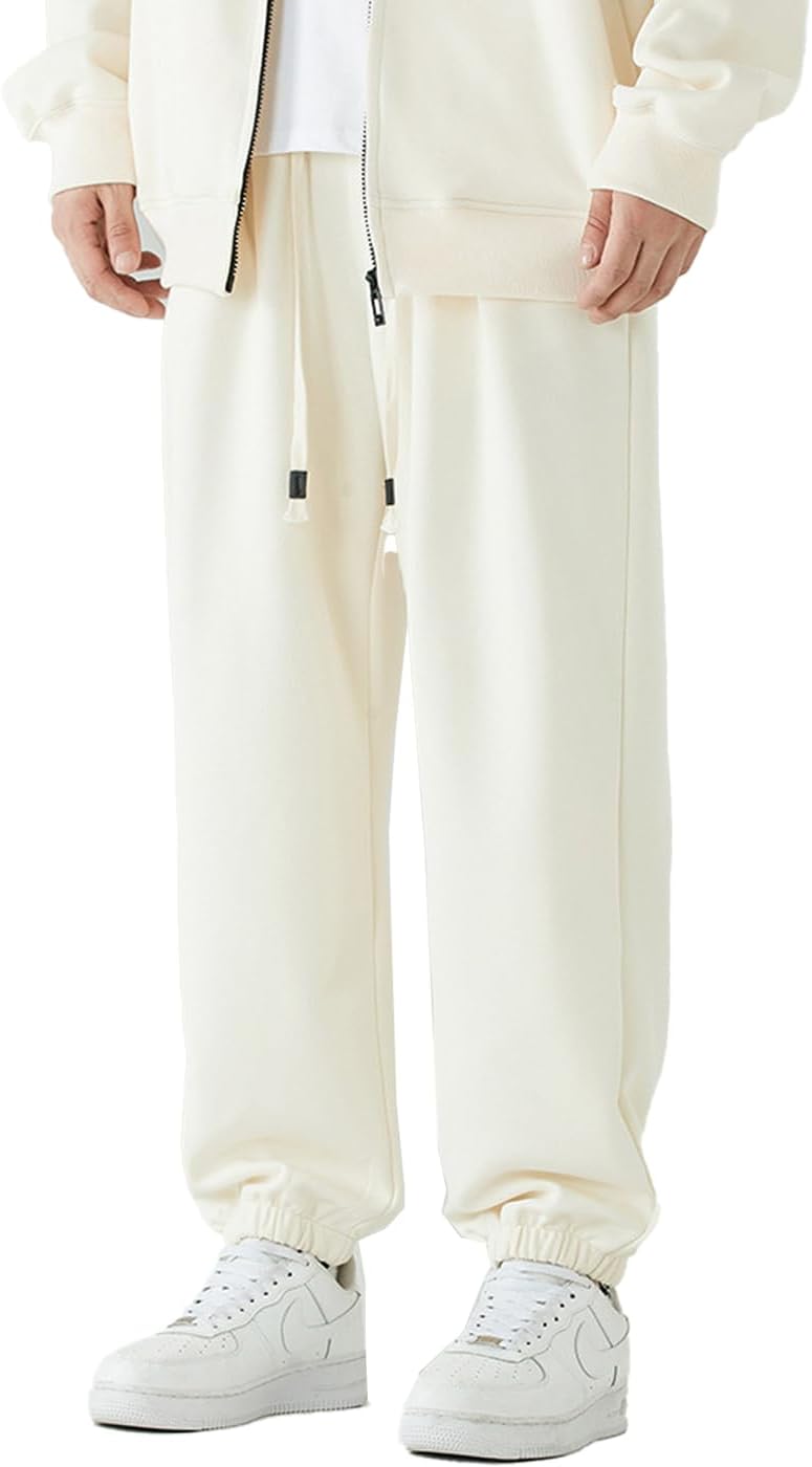 Men's Casual Joggers Yoga Sweatpants Loose Fit Workout Athletic Pants with Pockets Drawstring Gym Running Sweat Pants