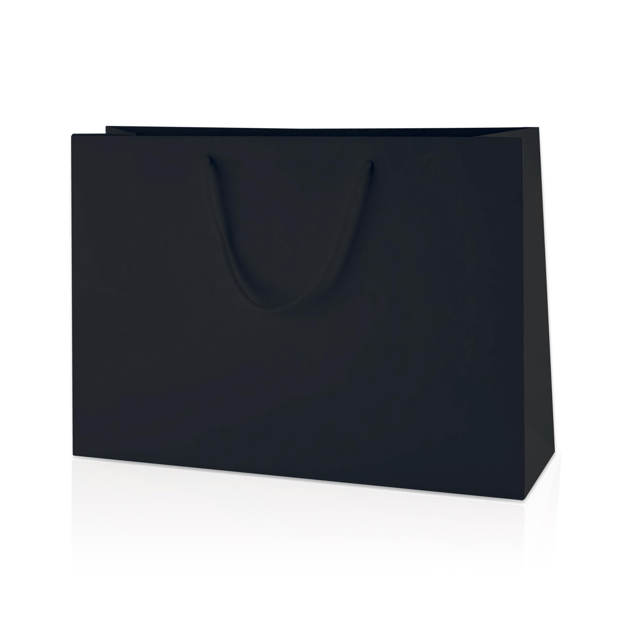 Thepaperbagstore 100× Black Medium Wide Matt Gift Bags 35×24×10cm – 250 gsm Boutique Paper Bags with Rope Handles & Reinforced Base – Ideal for Gifts, Weddings, Retail & Corporate Use