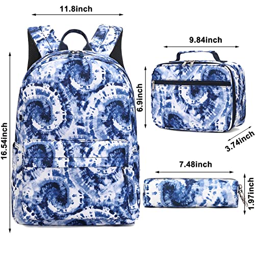 Joyfulife Girls Backpack, Tie Dye Backpack for Girls Kids Bookbags Elementary School Backpack with Lunch Box (Tie Dye Blue) - image 9