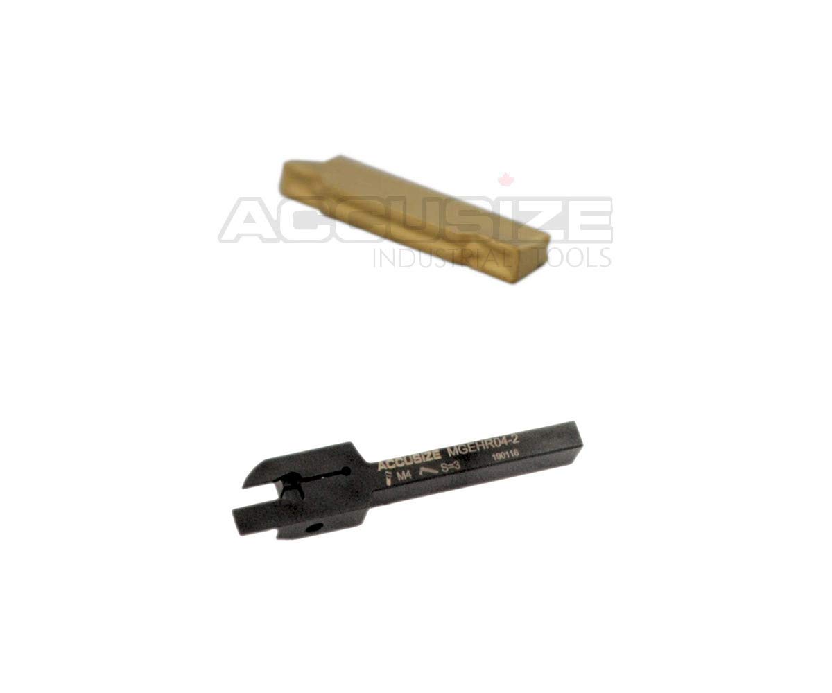 Accusize Industrial Tools 1/4" x 3/8'' Cut-Off Holder, Parting Tool, Mgehr04-2 of 2387-2001 with 10 Carbide Inserts for Cutting Steel, 2387-0001ins