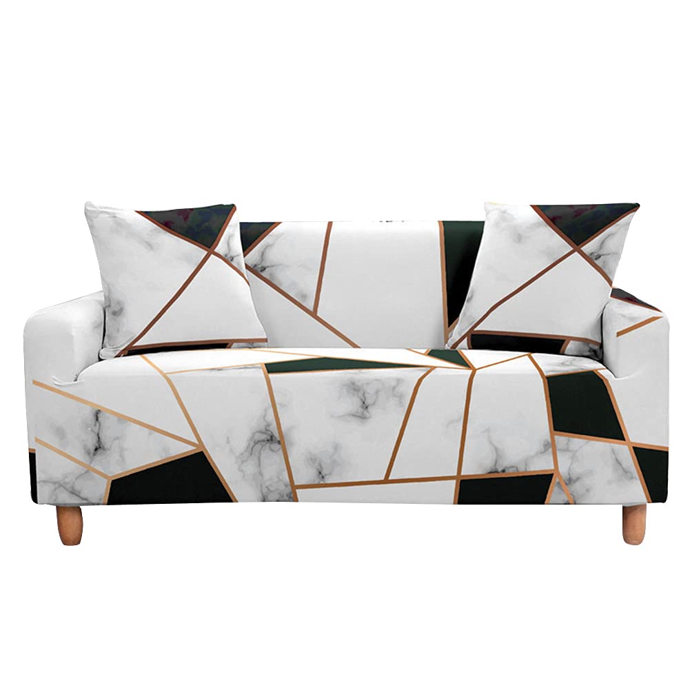 Highdi Black White Slipcover Sofa Cover 1 2 3 4 Seat, Marble Printed Stretch Elastic Fabric Washable Armchair Couch Cover Protector Cover Decor For Leather Sofas Loveseat (,3 Seater)