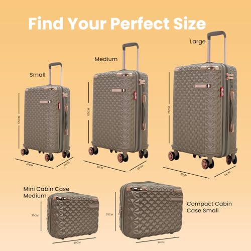 Image of AMERICAN TRAVELLER Goldie ABS Travel Suitcase | Hard Shell Cabin Luggage | Compact Trolley Bag for Travel | Durable Carry-On with Spinner Wheels & Secure Lock(20, Khaki)