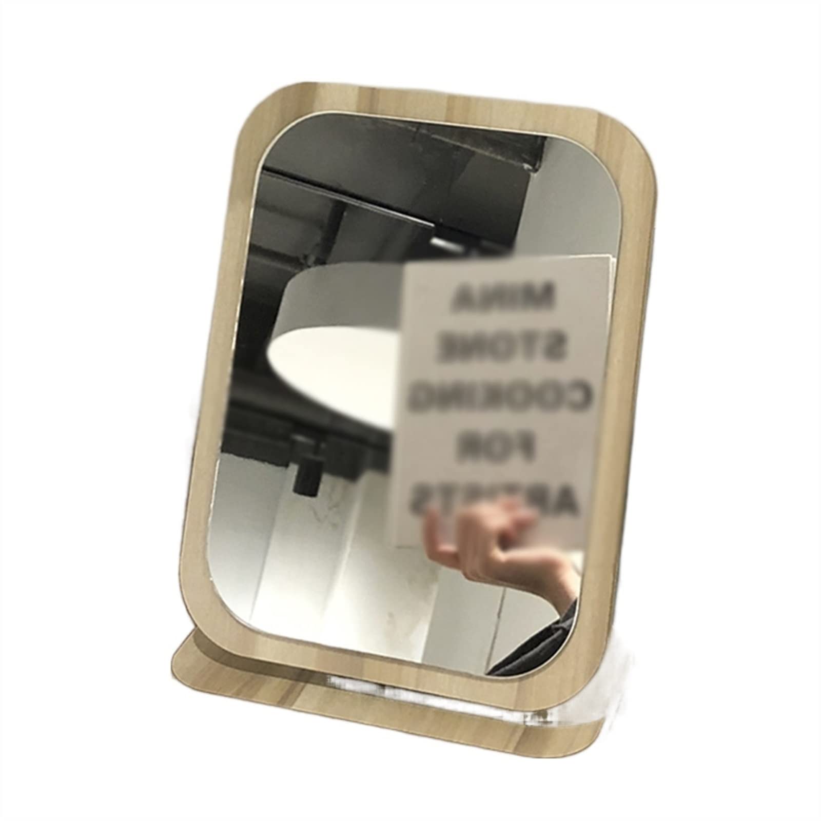 LJHFG63KUYT Vanity Mirror Cream Gum Wooden Mirror Household Small Cosmetic Bedroom Dormitory Desktop Vanity Portable Vertical Square Household Personal