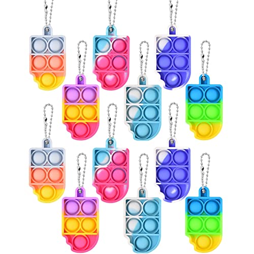 Steemjoey 12 Stück Pop Zappelspielzeug Mini Push Pop mit Schlüsselanhänger, Fidget Spielzeug Push Bubble Pop Stressabbau Handspielzeug für Kinder und Erwachsene Cover