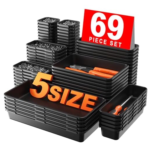 【More Larger Size】A-LUGEI【69Pcs】【5 Size】 Tool Box Organizer Tray Divider Set, 【Black】 Desk Drawer Organizer, Garage Organization and Storage Toolbox for Rolling Tool Chest Cart Cabinet WorkBench Parts