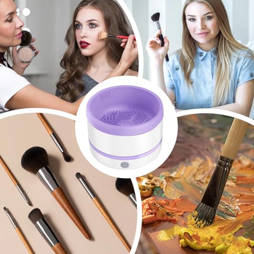 Limpiador de brochas de maquillaje eléctrico portátil ideal para organizar tu tocador de viaje 5