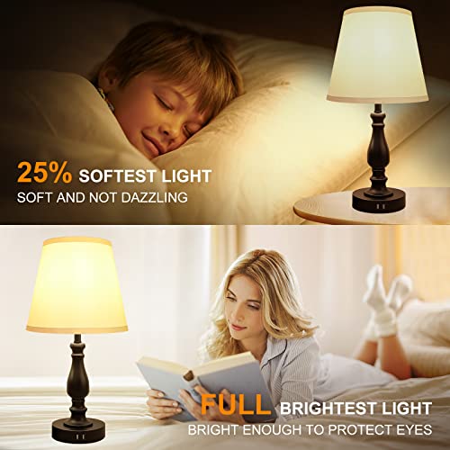 Touch Control Bedside Lamps With 2 Usb Charging Ports, 3 Ways Dimmable Nightstand Lamps With A19 6W Led Bulb, Usb Modern Table Lamps With Fabric Shade For Bedroom, Living Room, Office Set Of 2 #TOP3