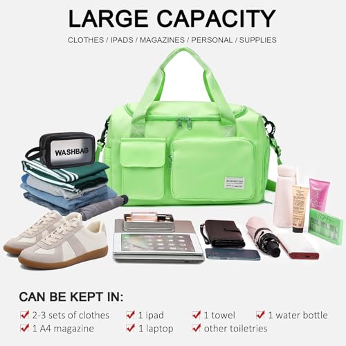 Image of Small Gym Bag for Women, Travel Duffle Bag Carry On Weekender Bag with Shoe Compartment