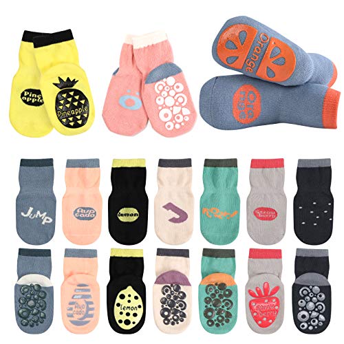 Oalyip Calcetines para Bebé Niño y Niña Agarre Antideslizante Tobillo Unisex Baby Socks 10 Pares Bebé ReciénLindo Calcetines de Algodón Bebé (S para 0-12 Meses, M para 1-3 Años, L para 3-6 Años) Cover