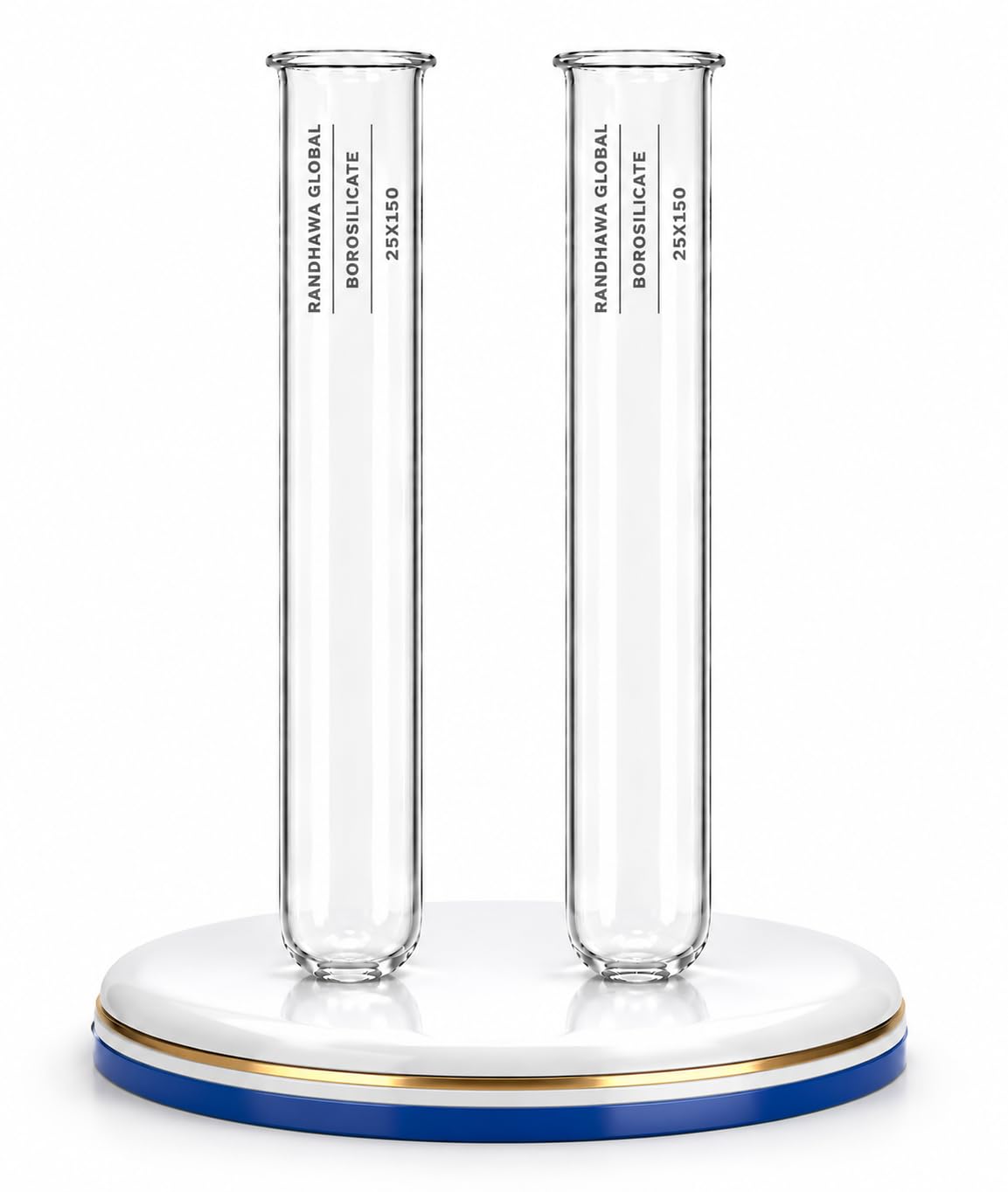rg� borosilicate glass test tube 25mm x 150 mm, capacity 55 ml (boiling tube) with rim (2)