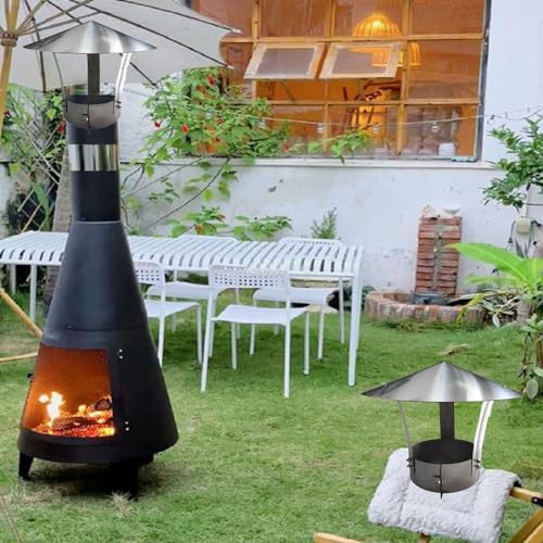 SHINGJING Edelstahl-Kaminkaminhaube, Regenschutz, Entlüftungskappe, kegelförmige Schornsteinkappe aus verzinktem Stahl, runde, Winddichte Kappe, Regenhut, Schutzkappenende – Bild 10