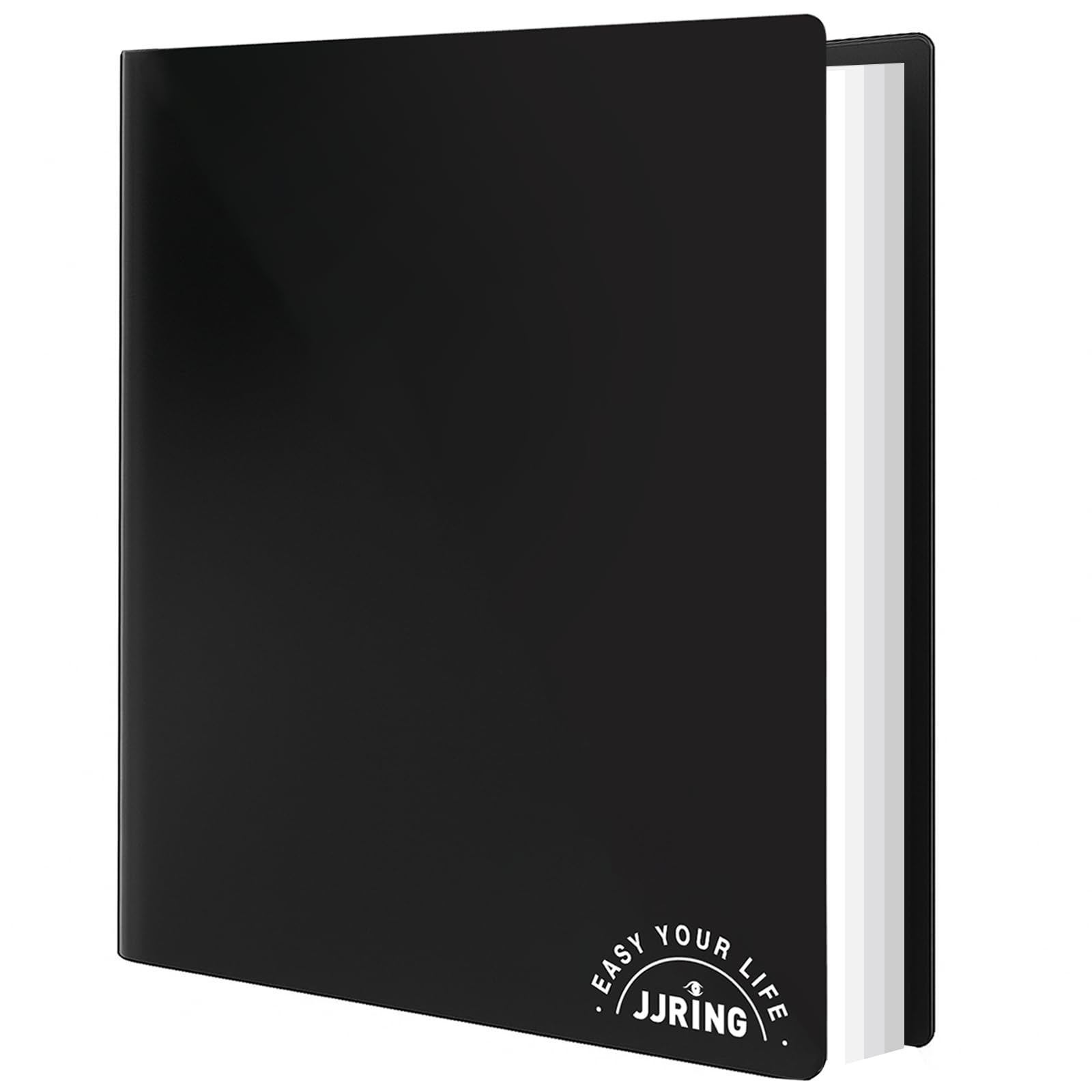 JJRING Cartellina portadocumenti con buste in plastica, 45 x 61 cm, raccoglitore a 24 tasche, 48 pagine, libro di presentazioni con carta interna nera, per riporre opere d'arte, nero