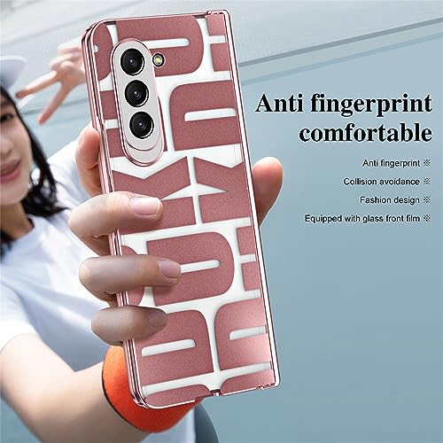 Coque Samsung Z Fold 5 de qualité supérieure avec dos PC transparent et placage rose - 7