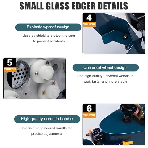 800W Portable Glass Edger, 5-12mm Thickness, 8000 RPM Electric Grinder con ruedas de diamante para maravilloso borde redondo polaco en Tile Stone Ceramic, Herramita de mano compacta para bricolaje Pro