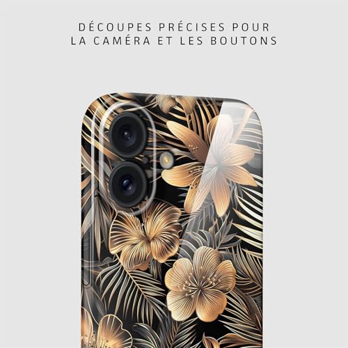 Coque fleurs iPhone 16 Or Noir housse tendance pour le quotidien et les sorties - 7
