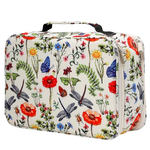 Image of 300 Slots Large Capacity Pencil Case with Dual Zipper - Twill Fabric, Rectangular Shape for Colored Pencils Storage - Ideal for Adults and Artists（White）