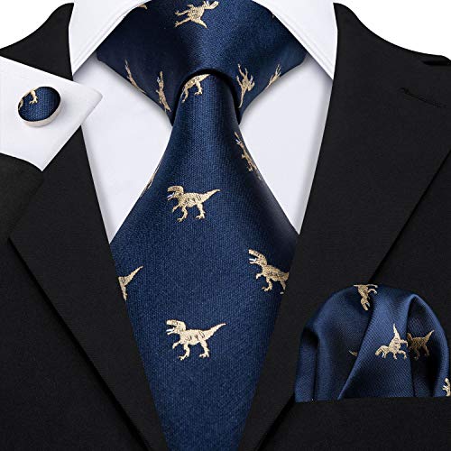 Image of Barry.Wang Men Tie Set Paisley Silk Necktie Pocket Square Cufflinks Formal Wedding Business Party