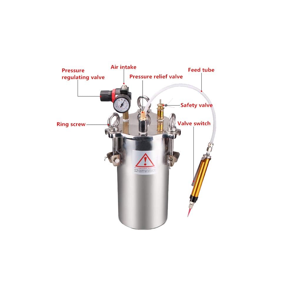 Aitoserlea High Flow Glue Dispenser, 1L Stainless Steel Pressure Tank, Precision Pressure Regulator