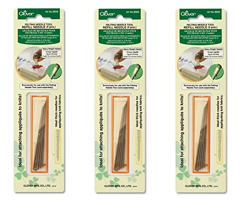 Clover Needlecrafts Felting Needle Tool Refill Heavy Weight 5 Pack 8906 (3-Pack)