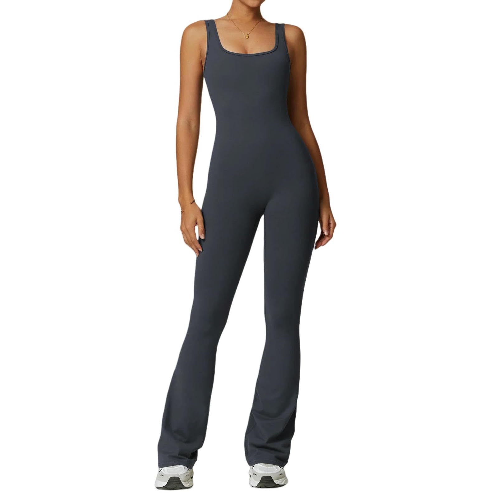 Shapewear strój do jogi Pilates kombinezon do jogi Fitness kombinezony sportowe zestaw gimnastyczny jednoczęściowe legginsy ubrania dla kobiet strój-szary-l