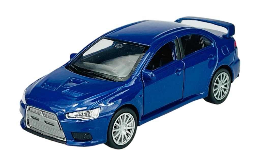 Welly Mitsubishi Lancer Evolution Evo X Saloon Blue from 2009 1/34-1/39 Metal Model Car Die Cast New in Box
