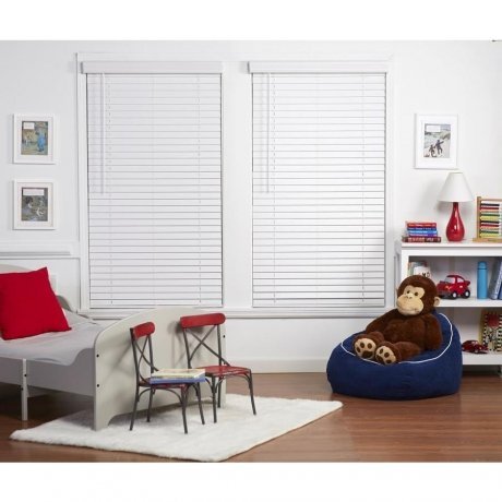 Ultra Premium White 2" Inch Cordless Faux Wood Blind 22" W X 48" L (Actual Size 21-1/2"X48)- Custom Cut #TOP1
