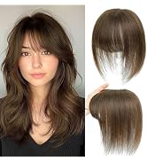 SIVOTATO Human Hair Toppers for Women with Fringe 10 Inch Real HairPieces-360ยฐ3D Bangs for Thinni...