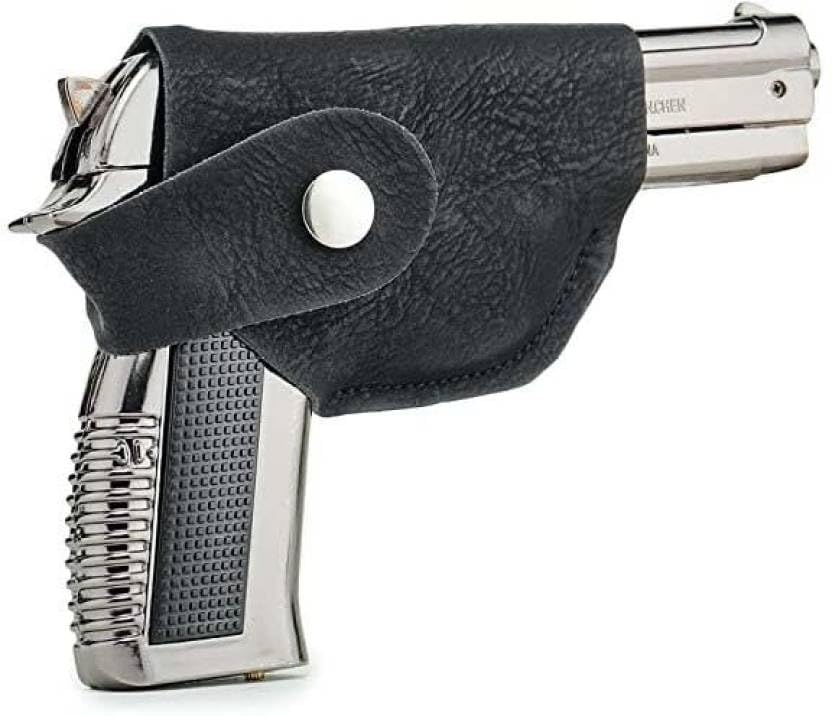 Image of Heavy Metal Pistol Gun 608 with Lighter Barrel Pull Back System Gun Lighter Stee Pocket Lighter (Silver)