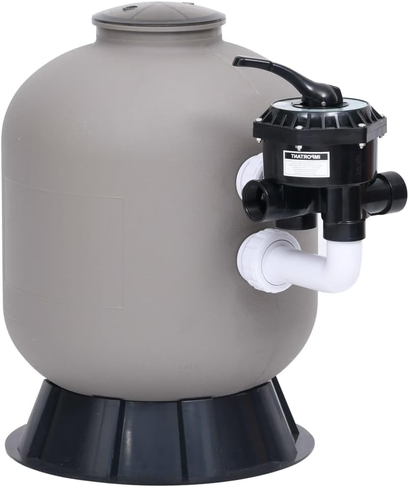 Pool Sand Filter with Side Mount 6-Way Valve Gray, 19.1"x27.6",-234