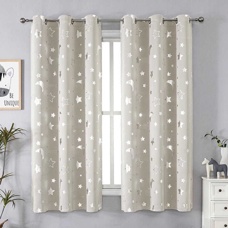 Rideaux perforés haut de gamme beige 160 x 132 cm style simplicité pour salon chic