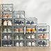 Senhill Paquete de 6 cajas de zapatos plegable transparente Organizadores de almacenamiento apilable Cajas para Zapatos de plástico