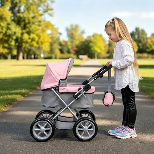 Poussette pour poupée pliable réglable pour éviter l'encombrement dans la chambre