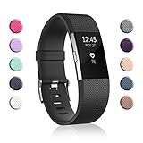 Fundro Replacement Bands Compatible with Fitbit Charge 2, Classic & Special Edition Adjustable Sport Wristbands (1-Pack Black, Large (6.7