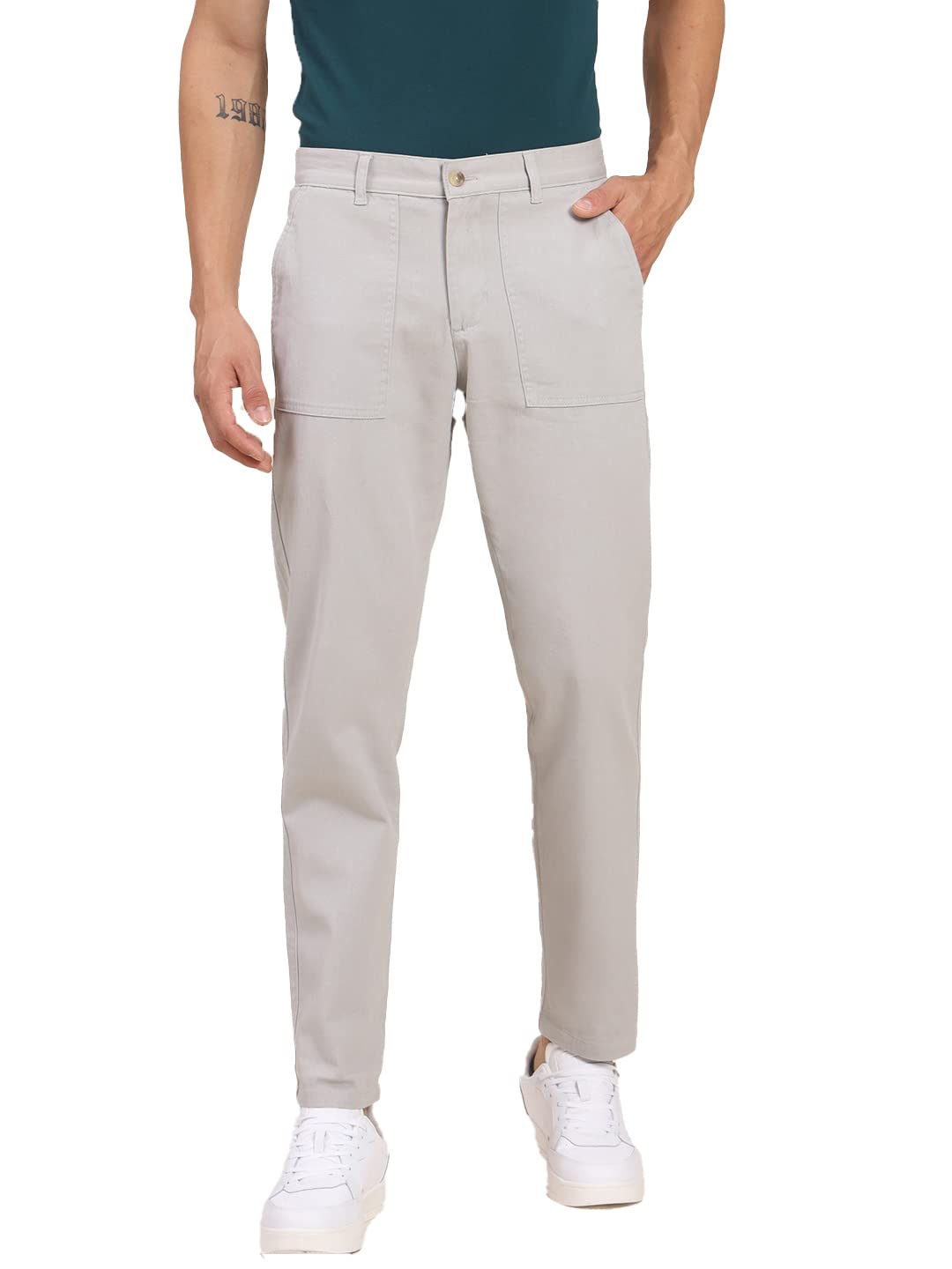 Dennis Lingo Men's Slim Fit Mid Rise Chinos in neutral