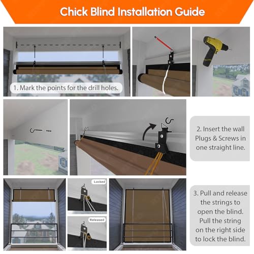 Image of HIPPO Waterproof Balcony Chick Blind W-3FT X H-8FT Sun, Rain & Dust Protection Rope Mechanism Roll Up Down Outdoor Bamboo Shade for Home Window, Restaurant, Hotel, Resort (Lime-Grass, 1 PC)
